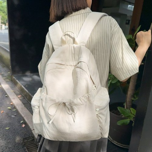 Student schoolbag women summer fresh girl backpack college style solid color campus backpack