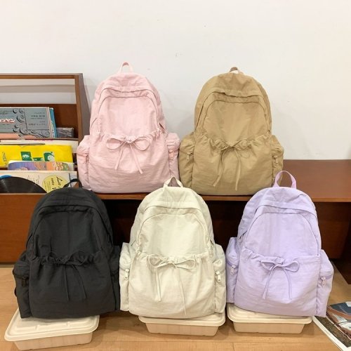 Student schoolbag women summer fresh girl backpack college style solid color campus backpack