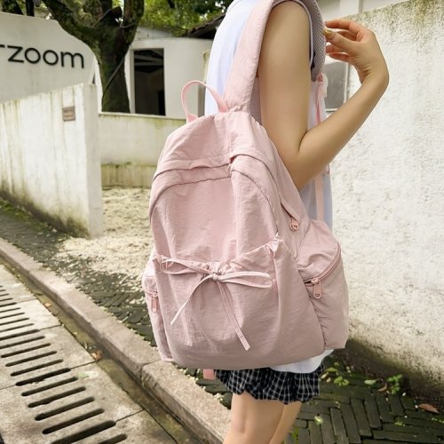 Student schoolbag women summer fresh girl backpack college style solid color campus backpack