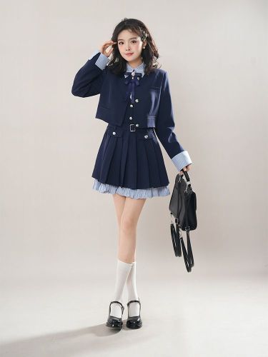 Los Angeles College Japanese-style sweet JK uniform two-piece pleated dress suit jacket college style set spring