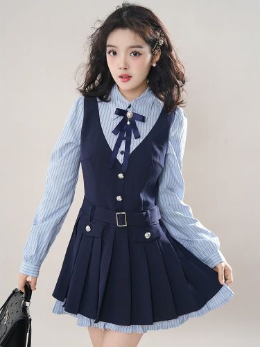 Los Angeles College Japanese-style sweet JK uniform two-piece pleated dress suit jacket college style set spring