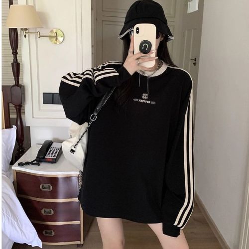 Vintage American-Style Overshoulder Long-Sleeve Sweatshirt for Women - Autumn/Winter Design, Unique 2025 Lazy Top