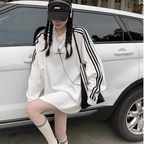 Vintage American-Style Overshoulder Long-Sleeve Sweatshirt for Women - Autumn/Winter Design, Unique 2025 Lazy Top