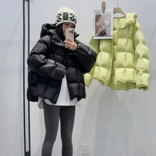 Women's Short Hooded Puff Pastry Style Down Jacket 2025 New Arrival Cloud Creme Korean Version Loose Fit Plus Size Down and Cotton Outerwear