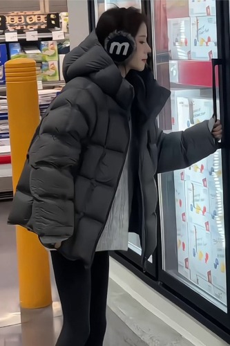 Women's Short Hooded Puff Pastry Style Down Jacket 2025 New Arrival Cloud Creme Korean Version Loose Fit Plus Size Down and Cotton Outerwear