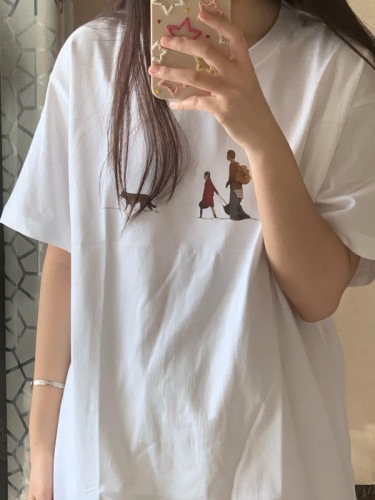 Summer pure cotton white short-sleeved T-shirt for women 2025 new design American half-sleeved loose top