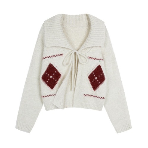 Korean-Style High-End V-Neck Gingham Belted Cardigan Women's Autumn/Winter Loose Casual Outerwear Knit Top