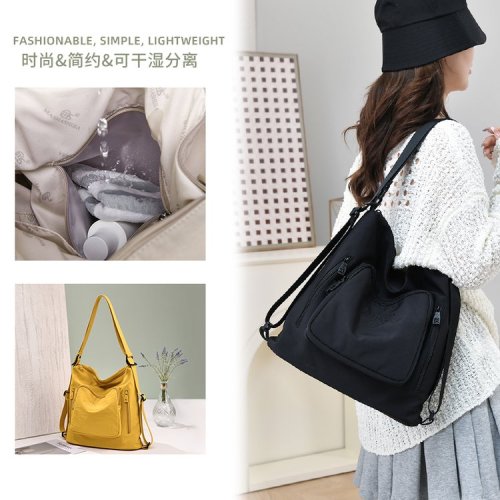 Women's Tot bag Ins pure color simple Korean style college student lightweight sports fitness crossbody bag commuting bag