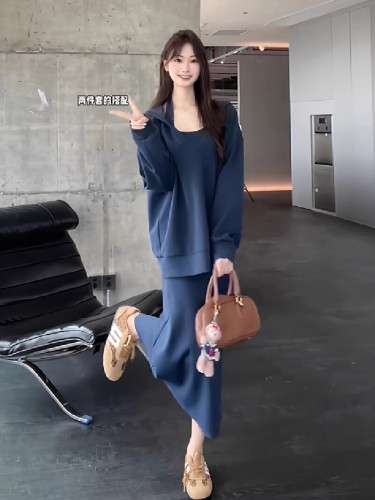 300g ammonia-free cotton Manba cotton hooded turtleneck two-piece V-neck hoodie