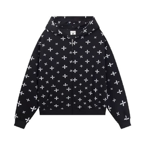 Cross-Print Hooded Sweatshirt Coat for Women - Spring and Autumn New Design Korean Style Unique Loose Slimming Friend Set