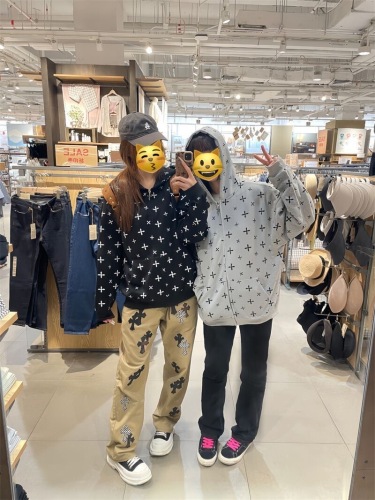 Cross-Print Hooded Sweatshirt Coat for Women - Spring and Autumn New Design Korean Style Unique Loose Slimming Friend Set