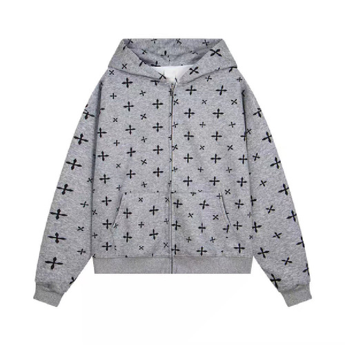 Cross-Print Hooded Sweatshirt Coat for Women - Spring and Autumn New Design Korean Style Unique Loose Slimming Friend Set