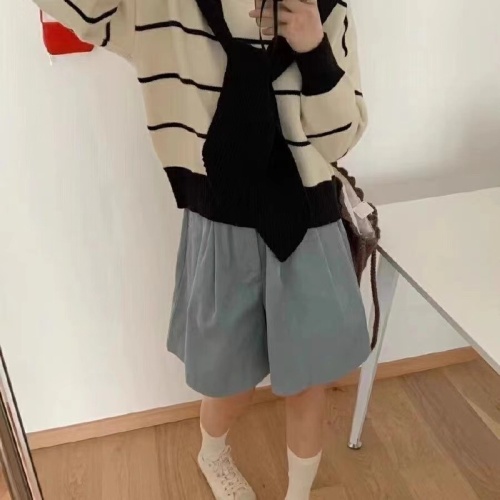 Detachable Scarf Hat Korean Style Youthful College Sweatshirt Cardigan Striped Two-Piece Set