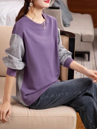Women's Round Neck Sweatshirt for Spring and Autumn/Winter 2025, New, No Hat, Fashionable, Small Figure, Stylish Top