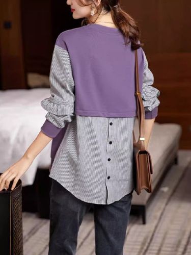 Women's Round Neck Sweatshirt for Spring and Autumn/Winter 2025, New, No Hat, Fashionable, Small Figure, Stylish Top