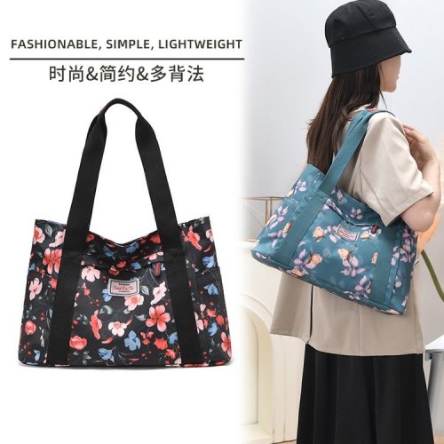 National Trend Northeast Big Flower Travel Bag Short Trip Simple Business Shoulder Bag Swimming Fitness Sports Storage Bag Expandable
