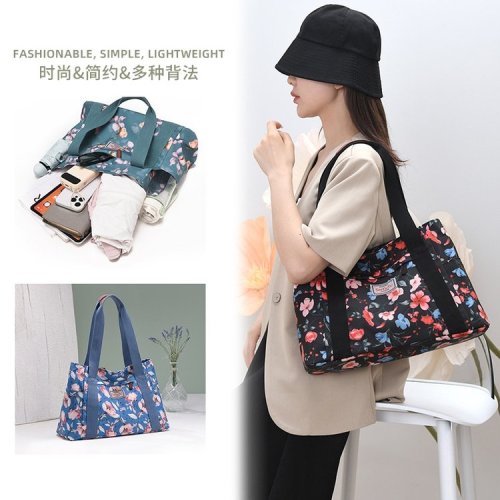 National Trend Northeast Big Flower Travel Bag Short Trip Simple Business Shoulder Bag Swimming Fitness Sports Storage Bag Expandable
