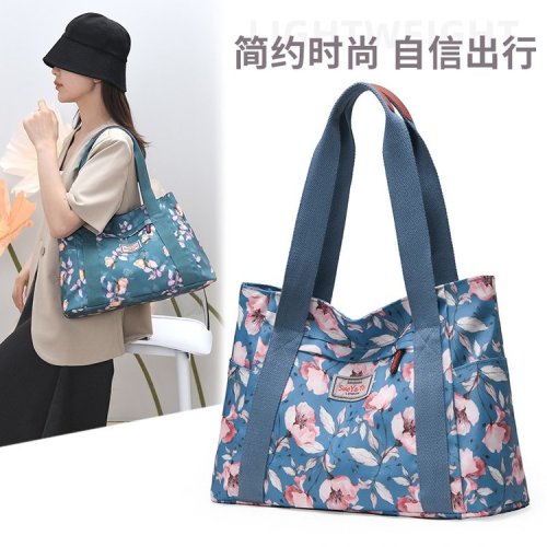 National Trend Northeast Big Flower Travel Bag Short Trip Simple Business Shoulder Bag Swimming Fitness Sports Storage Bag Expandable