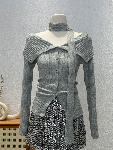 One-Shoulder Knit Cardigan for Women - Autumn/Winter 2025 New Slim Fit Sweater - Korean Style Gentle and Unique Top