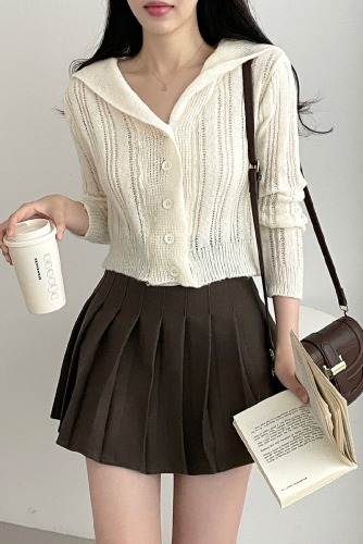 Spot original navy neck thin ice silk long sleeve knitted cardigan Hong Kong style slim pure sun protection jacket sweater