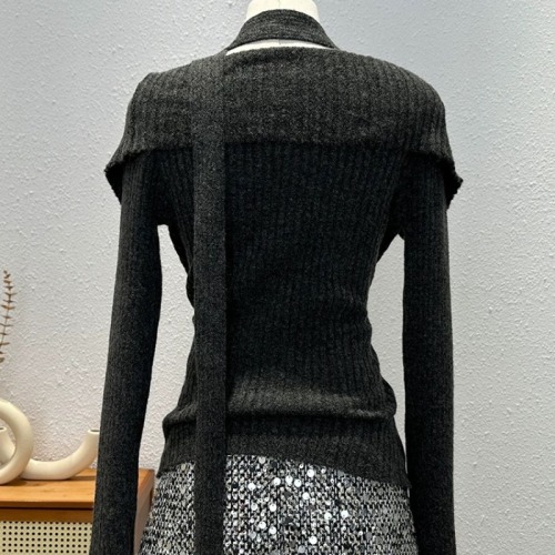 One-Shoulder Knit Cardigan for Women - Autumn/Winter 2025 New Slim Fit Sweater - Korean Style Gentle and Unique Top