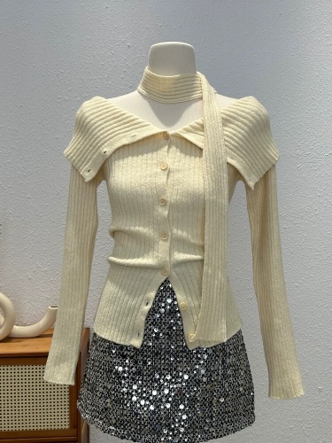 One-Shoulder Knit Cardigan for Women - Autumn/Winter 2025 New Slim Fit Sweater - Korean Style Gentle and Unique Top