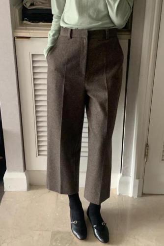 Korean simple autumn and winter retro temperament three-dimensional commuting suit pants nine-point casual straight pants