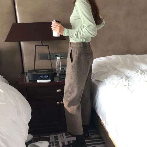 Korean simple autumn and winter retro temperament three-dimensional commuting suit pants nine-point casual straight pants