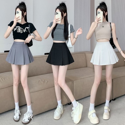 Pleated skirt for women 2025 new spring high-waisted slim temperament A-line short skirt small suit skirt
