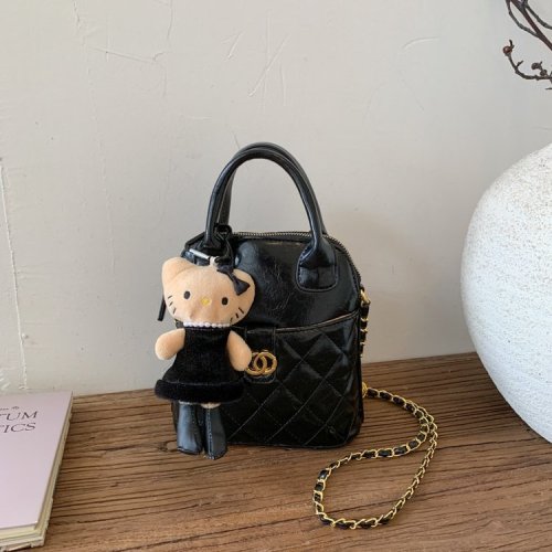 Custom-made new Maillard chocolate black Jennie's same item vintage bowling ball checkered pattern handbag