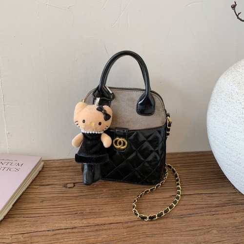 Custom-made new Maillard chocolate black Jennie's same item vintage bowling ball checkered pattern handbag