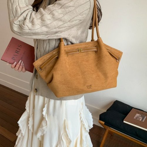 JWPEI Style Dumpling Pouch - New Model with High-Grade Faux Leather, Commute Large Capacity Hand-held Single Shoulder Bag