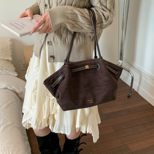 JWPEI Style Dumpling Pouch - New Model with High-Grade Faux Leather, Commute Large Capacity Hand-held Single Shoulder Bag