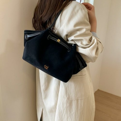 JWPEI Style Dumpling Pouch - New Model with High-Grade Faux Leather, Commute Large Capacity Hand-held Single Shoulder Bag