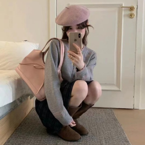 Women's Round Neck Knit Cardigan Top 2025 Korean Version Spring and Autumn New Arrival Butterfly Knot Embroidered Sweater Outerwear Short