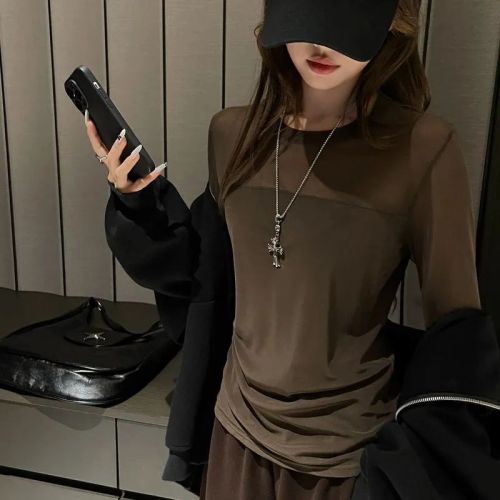 Original Version Double Mesh New Mesh Camisole Top Fashion Stylish Versatile Fitted Top T-shirt for Women