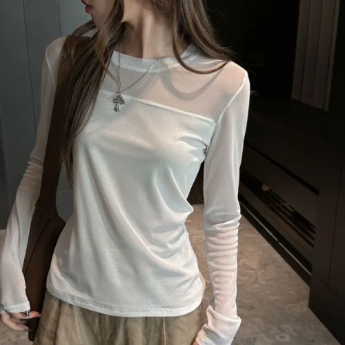 Original Version Double Mesh New Mesh Camisole Top Fashion Stylish Versatile Fitted Top T-shirt for Women