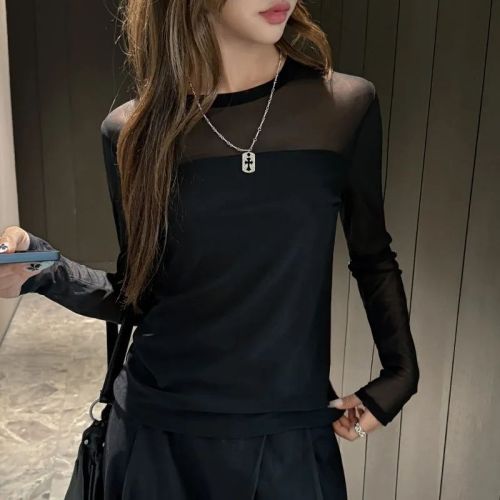 Original Version Double Mesh New Mesh Camisole Top Fashion Stylish Versatile Fitted Top T-shirt for Women