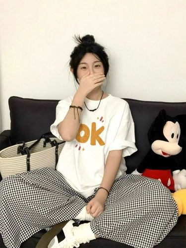 21 pure cotton 210g 100% cotton short-sleeved T-shirt for women loose large size printing