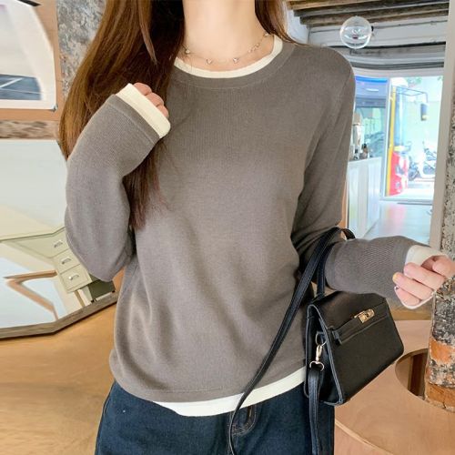 Women's winter and autumn 2025 new warm velvet ribbed crew neck long sleeve t-shirt as a base layer