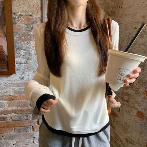 Women's winter and autumn 2025 new warm velvet ribbed crew neck long sleeve t-shirt as a base layer