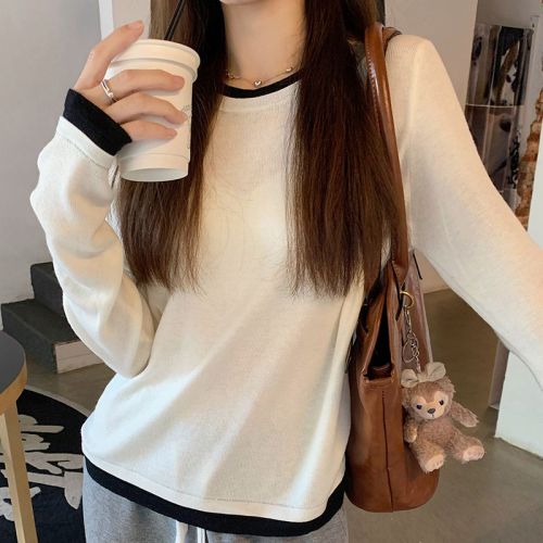 Women's winter and autumn 2025 new warm velvet ribbed crew neck long sleeve t-shirt as a base layer
