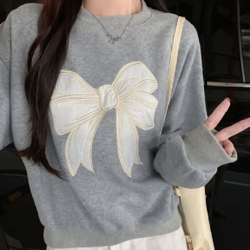 Photographed Huacian Composite Thin/Thickened Han-style Ins Sweatshirt for Women Loose with Cloth Embroidery