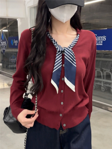 Photographed New Korean Style Design Sensory Uncommon Loose Slimming Knit Cardigan Women's Sweater Outerwear Top