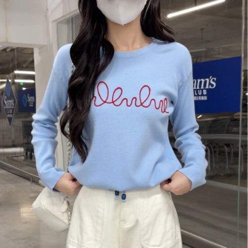 PhotographedLazy StyleSoft and Chewy Knit Top with Straight Shoulder and Long Sleeve T-shirt for Women as Underwear with Drawstring Hem Top