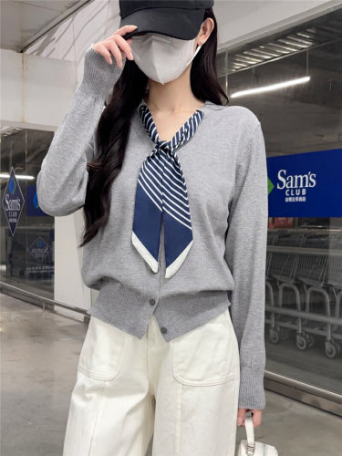 Photographed New Korean Style Design Sensory Uncommon Loose Slimming Knit Cardigan Women's Sweater Outerwear Top