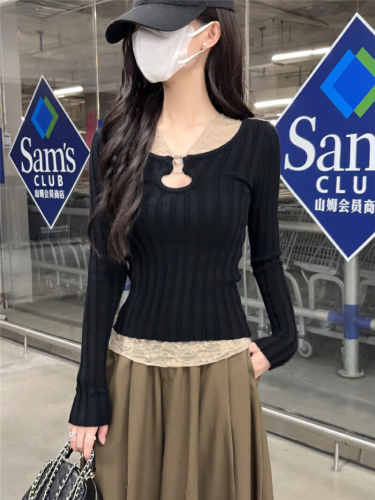 Real-shot sexy lace base vest for women—versatile mesh T-shirt