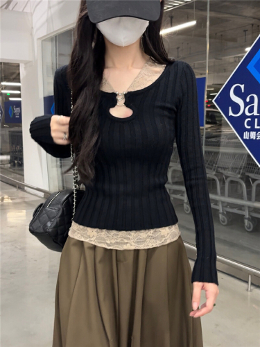 Real-shot sexy lace base vest for women—versatile mesh T-shirt