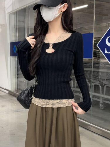 Real-shot sexy lace base vest for women—versatile mesh T-shirt