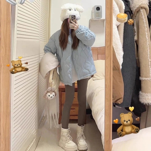 Diamond Down Cotton Jacket Women's Autumn and Winter 2025 New Thin Small Cotton Jacket Small Loose Lightweight Short Jacket